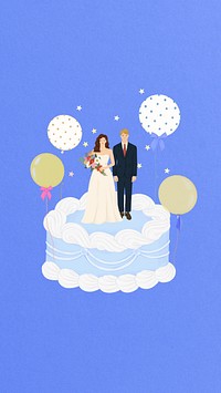 Bride and groom phone wallpaper, wedding celebration background