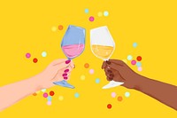 Celebration drinks background, cute party illustration