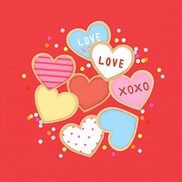 Valentine's heart cookies, cute illustration