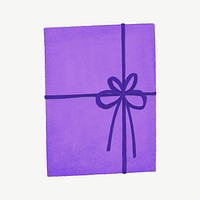 Purple birthday gift box, cute collage element psd