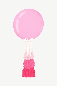 Pink balloon, baby shower decor  collage element psd