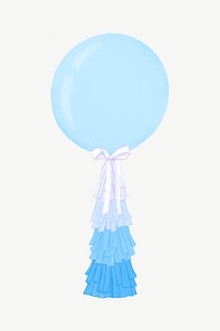 Blue balloon, baby shower decor collage element psd