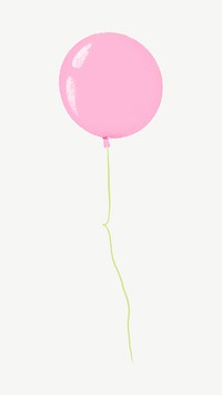 Pink balloon, birthday party decor collage element psd