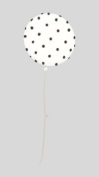 Polka dotted balloon, black party decor collage element psd