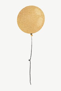 Gold glittery balloon, New Year party decor collage element psd