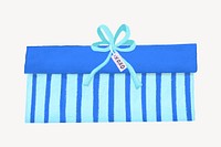 Blue birthday gift box, cute illustration