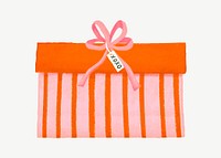 Orange birthday gift box, cute collage element psd