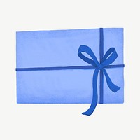 Blue birthday gift box, cute collage element psd