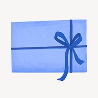 Blue birthday gift box, cute illustration