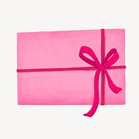 Pink birthday gift box, cute illustration