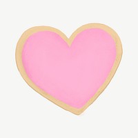 Pink heart cookie, Valentine's collage element psd