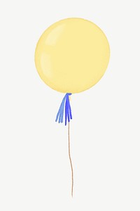 Yellow balloon, New Year party decor collage element psd