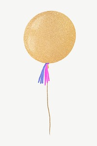 Gold glittery balloon, New Year party decor collage element psd