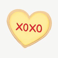 Xoxo heart cookie, Valentine's collage element psd