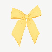 Yellow bow ribbon, cute party decoration collage element psd