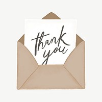 Thank you card, stationery collage element psd