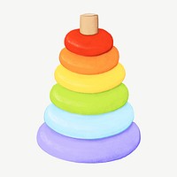 Colorful conical tower, baby's toy collage element psd