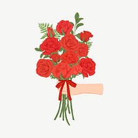 Red rose bouquet, Valentine's clipart psd