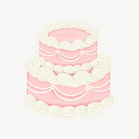 Pink wedding cake, celebration collage element psd