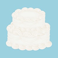 White wedding cake, celebration collage element psd