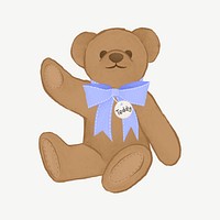 Teddy bear, cute plush toy collage element psd
