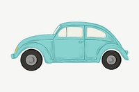 Blue classic car, drawing clipart psd