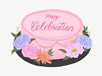 Happy celebration cake, dessert collage element psd