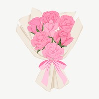 Pink rose bouquet, Valentine's clipart psd