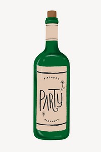 Wine bottle, party drink graphic