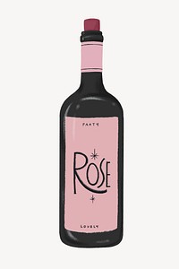 Rose wine bottle, celebration drink graphic