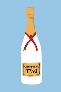 White champagne bottle, celebration drink graphic
