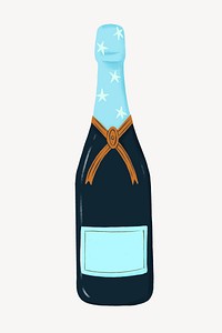 Blue champagne bottle, celebration drink graphic