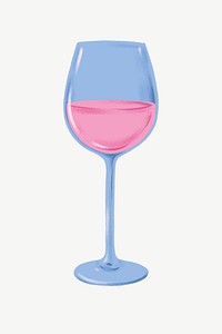 Pink sparkling wine glass, celebration drink collage element psd