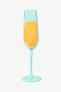 Champagne glass, celebration drink collage element psd