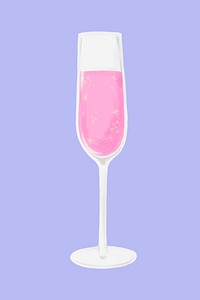 Pink champagne glass, celebration drink graphic collage element psd