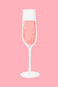 Pink champagne glass, celebration drink graphic