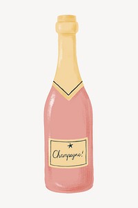 Cute champagne bottle, celebration drink graphic