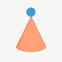 Orange cone hat, birthday accessory collage element psd