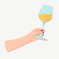 Hand raising wine glass, party collage element psd