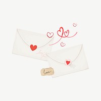 Valentine's love letters, celebration collage element psd