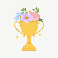 Gold trophy, flower drawing clipart psd