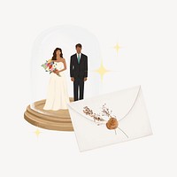 Bride and groom glass dome, wedding gift 