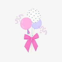 Pink floating balloons, party decoration collage element psd
