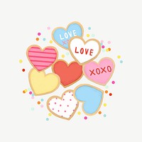 Valentine's heart cookies, cute collage element psd