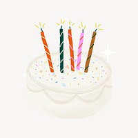 White birthday cake, celebration graphic