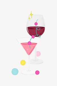 Party alcoholic drinks, celebration graphic 