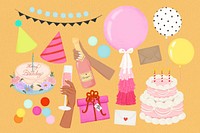 Birthday party clipart set psd