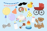 Baby shower sticker set psd