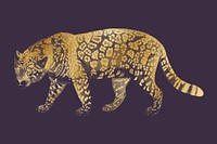 Golden jaguar tiger, wildlife collage element psd