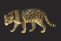 Golden jaguar tiger, wildlife collage element